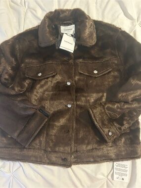 Brown Faux-Fur Trucker Jacket - women
